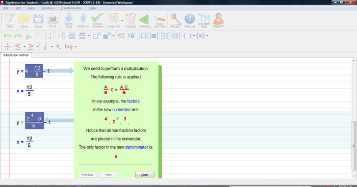 Our software also provides an appropriate flash demo for this type of problem - "Solving systems of equations". 