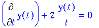d/dt y(t)+(2/t) y(t)=0
