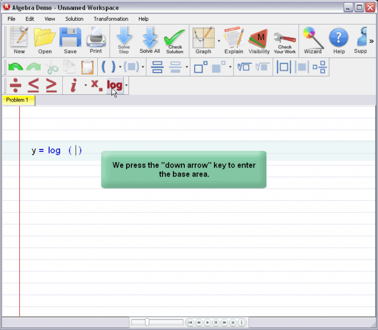 picture 3 for demo on Entering Logarithmic Expressions