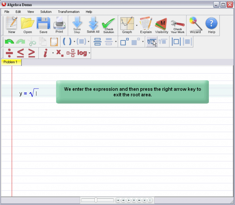 picture 3 for demo on Entering Square Roots