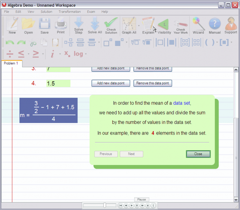 picture 4 for demo on Mean of a data set 